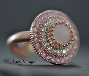 Silberring 925 - Rosenquarz Edelstein - Roségold - Verstellbar - Kristall Schmuck - Brautschmuck - Zirkonia - Handmade Gift Ideas - Rings